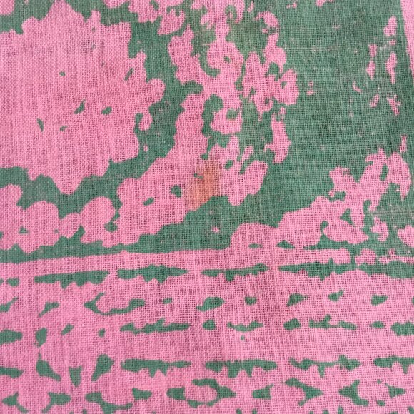 Vtg Douglas Ram Samuj Pink & Green Abstract Hand Printed Textile Yardage Fabric - Picture 7 of 14